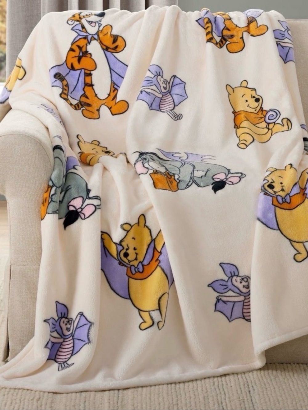 Winnie the Pooh Cream Halloween Blanket - Soft Plush